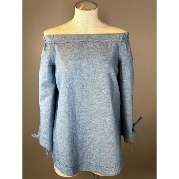 Free People Off-Shoulder Chambray Top Size XS - Picture 2 of 6